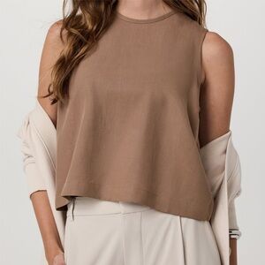 Vuori Cropped Tank Top in Brown